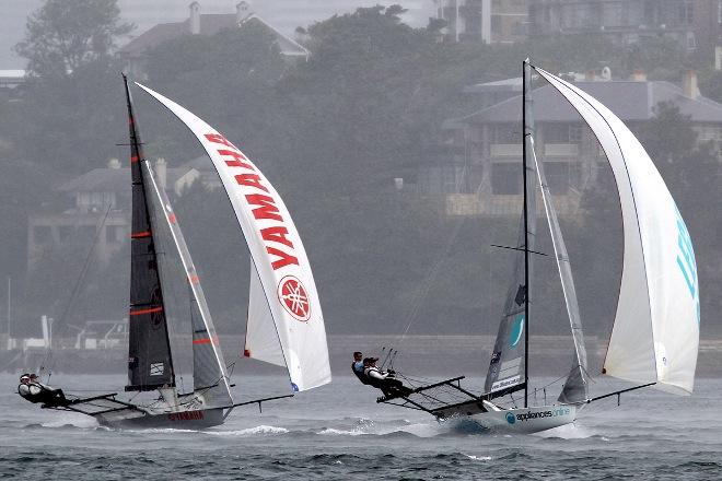 Appliancesonline leads Yamaha to the bottom mark - JJ Giltinan 18ft Skiff Championship © Frank Quealey /Australian 18 Footers League http://www.18footers.com.au